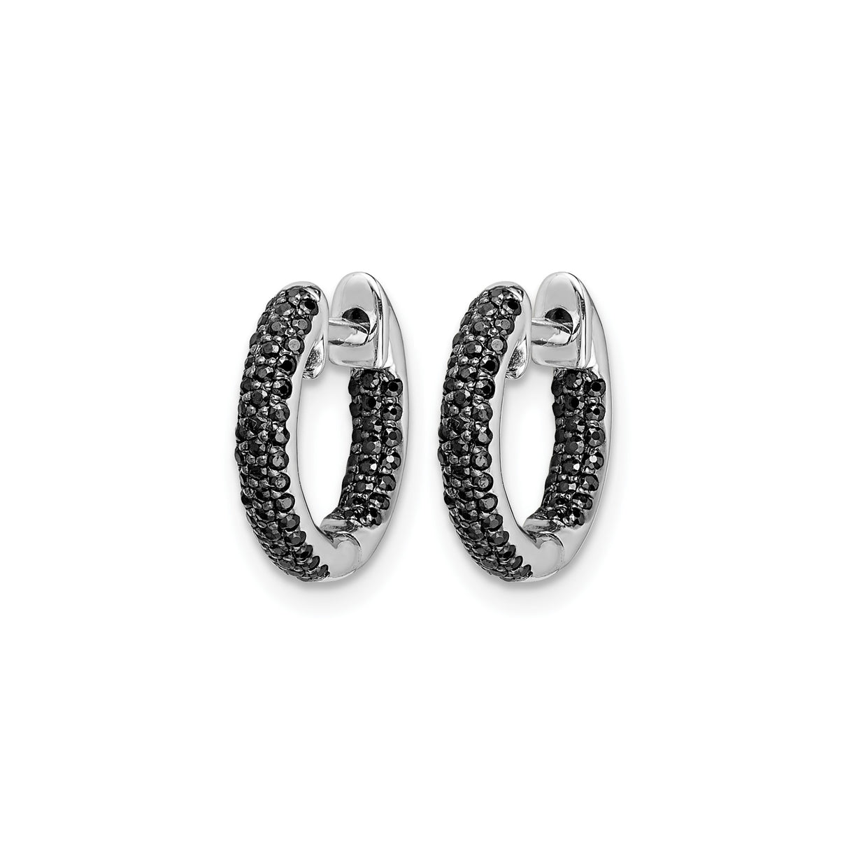 14k White Gold Hoop Earrings with Diamond Accents, Pavé-Set, Classic Round Design