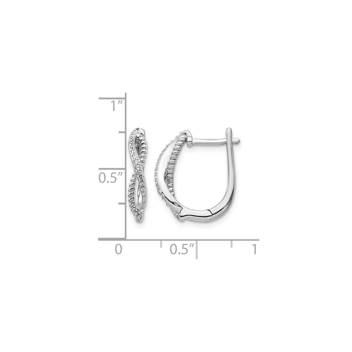 14k White Gold Hoop Earrings with Diamond Accents, Twisted Infinity Design for Women