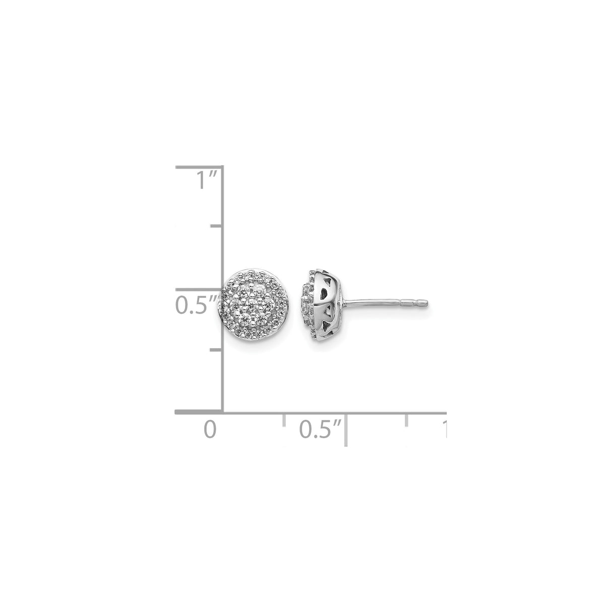 14k White Gold Diamond Cluster Stud Earrings with Round Pave Setting