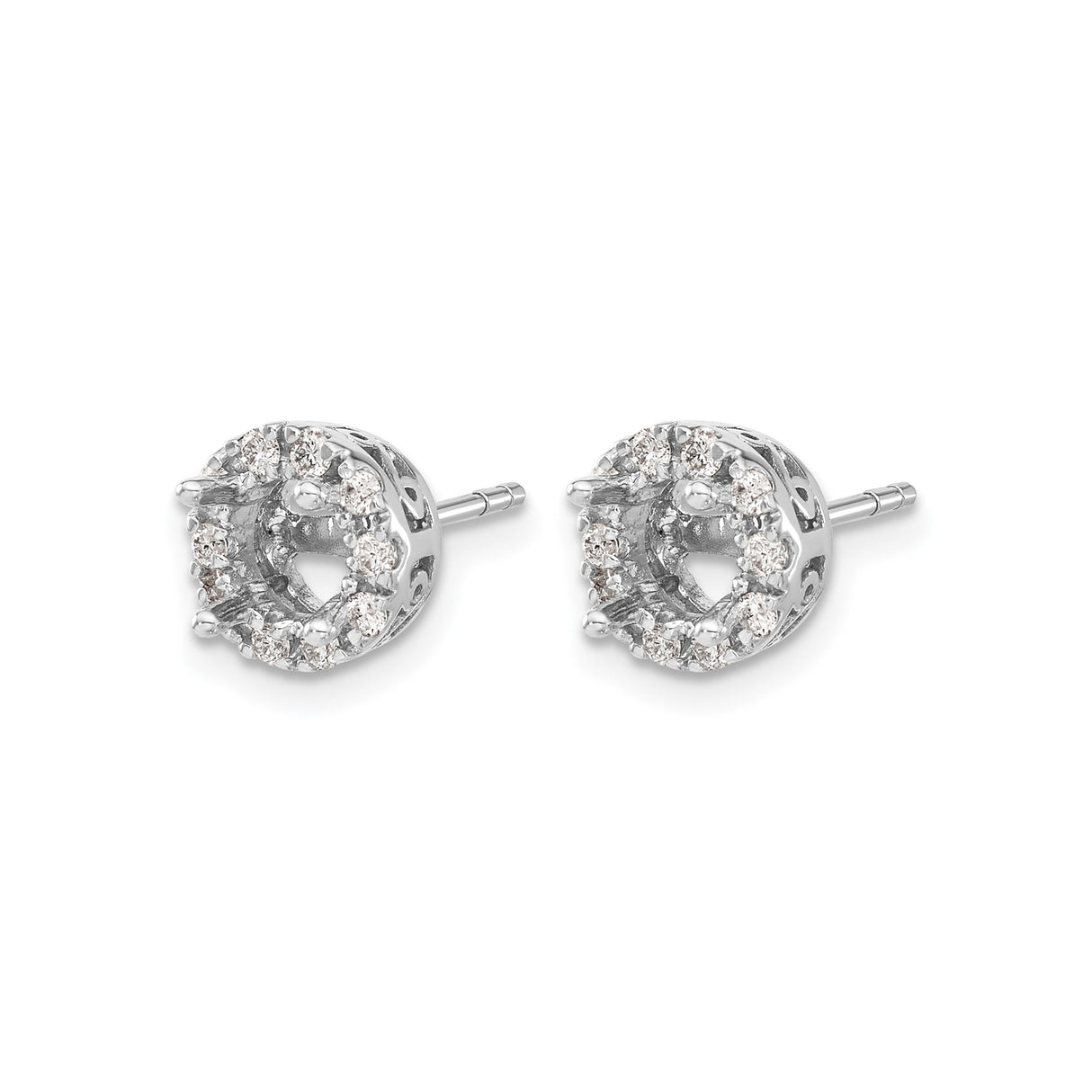 14k White Gold Stud Earrings with Diamond Accents, Halo and Infinity Knot Design