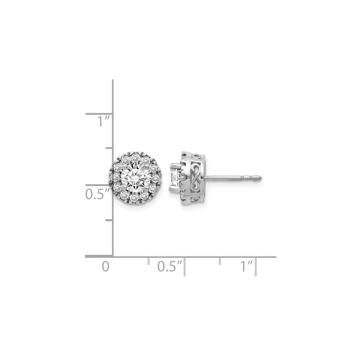 14k White Gold Stud Earrings with Diamond Accents, Halo and Infinity Knot Design