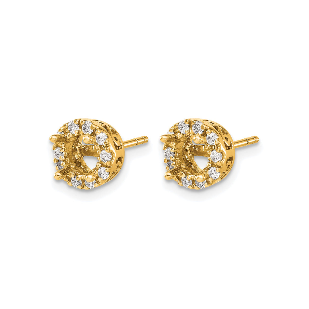 14k Yellow Gold Stud Earrings with Diamonds, Halo Setting, Infinity Design