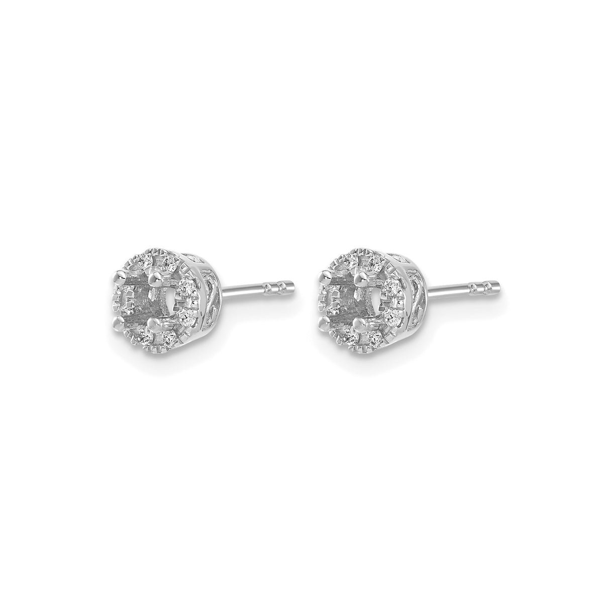 14k White Gold Stud Earrings with Diamond Halo and Celtic Knot Design