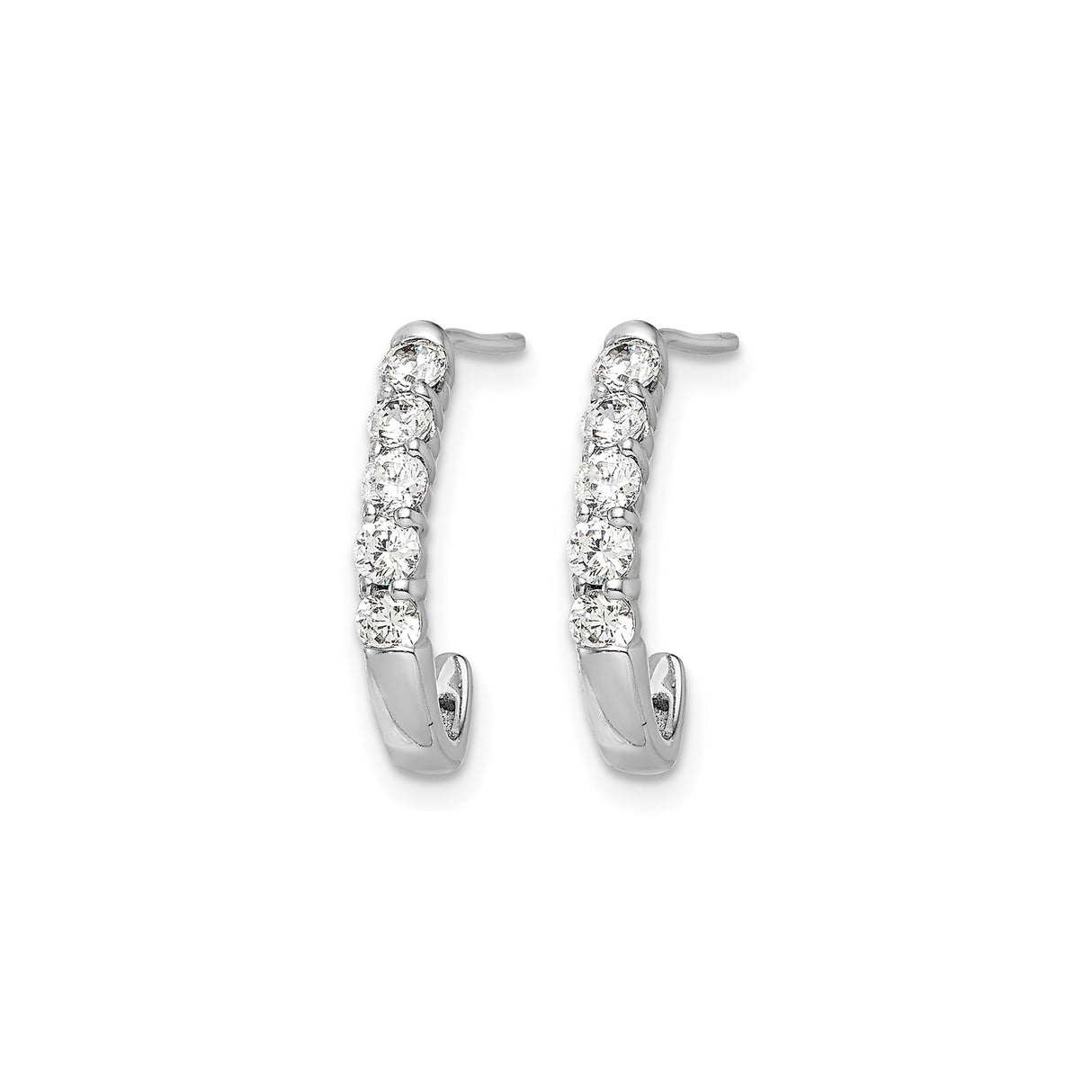 14k White Gold Crescent Hoop Earrings with Diamonds, Moon Shaped Celestial Design