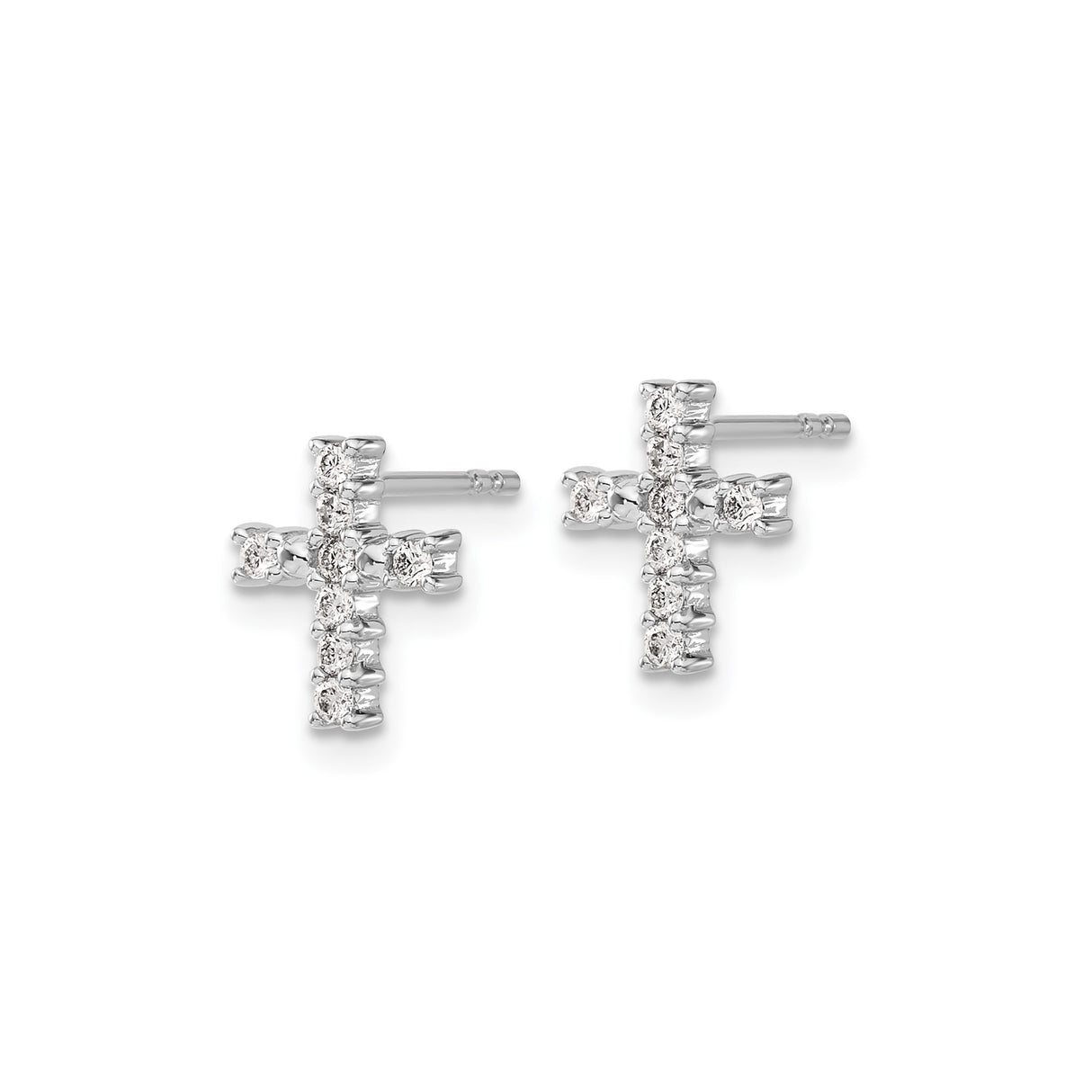 14k White Gold Cross Pendant with Diamond, Minimalist Faith Jewelry for Men and Women