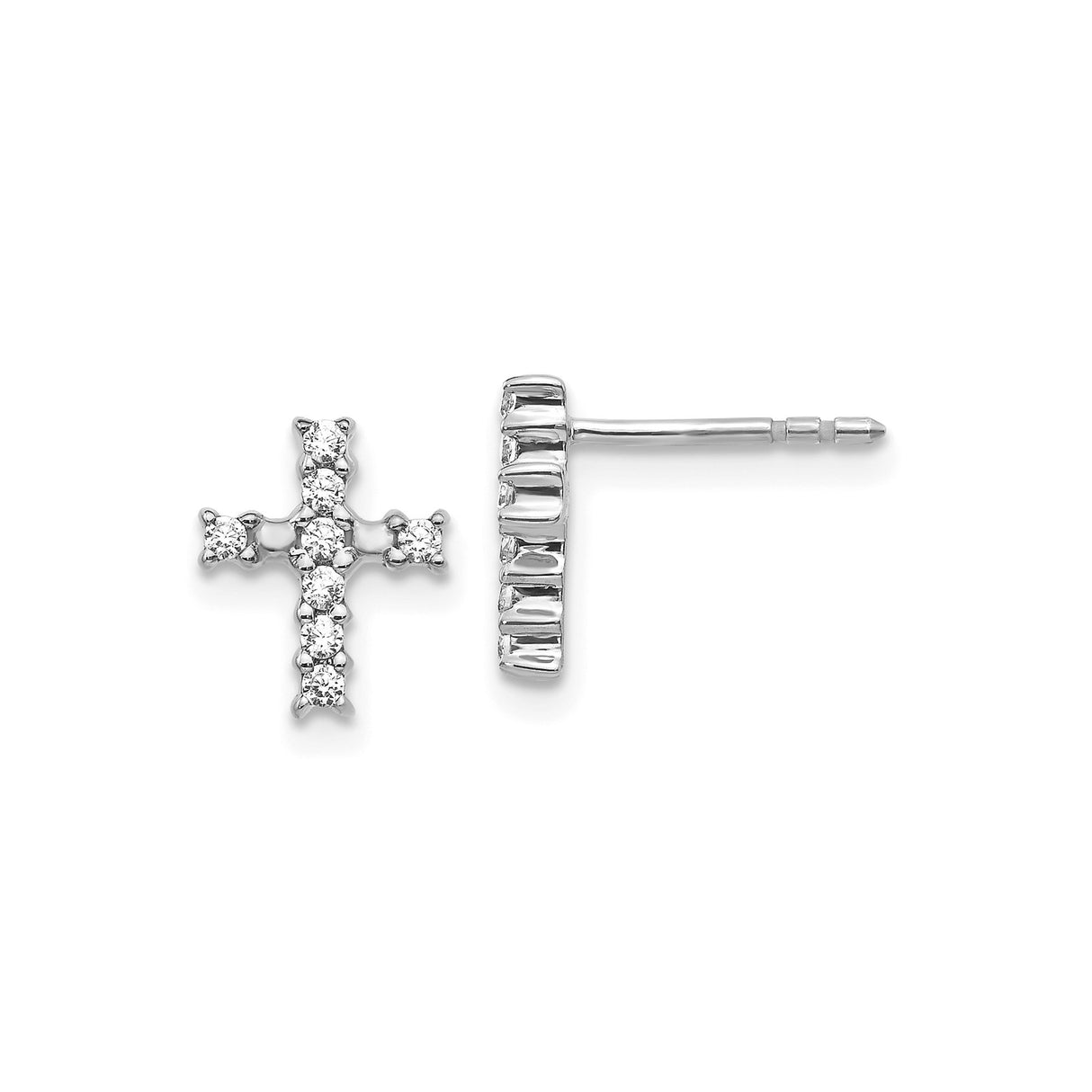 14k White Gold Cross Pendant with Diamond, Minimalist Faith Jewelry for Men and Women