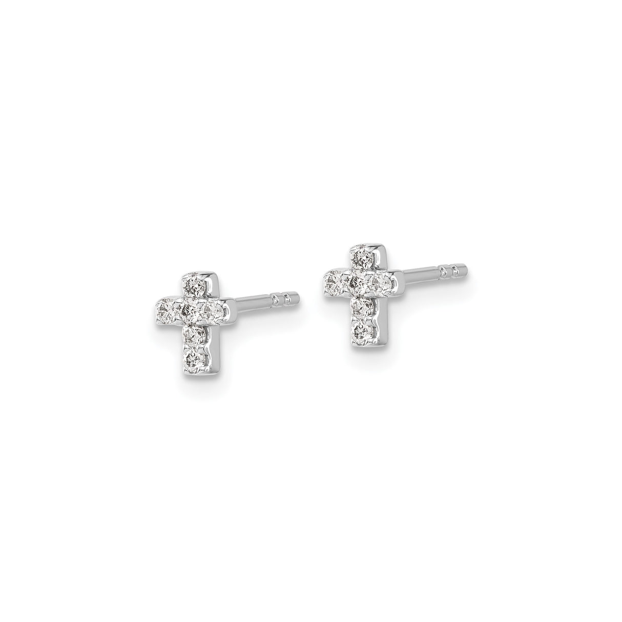 14k White Gold Diamond Cross Pendant with Modern Polished Design