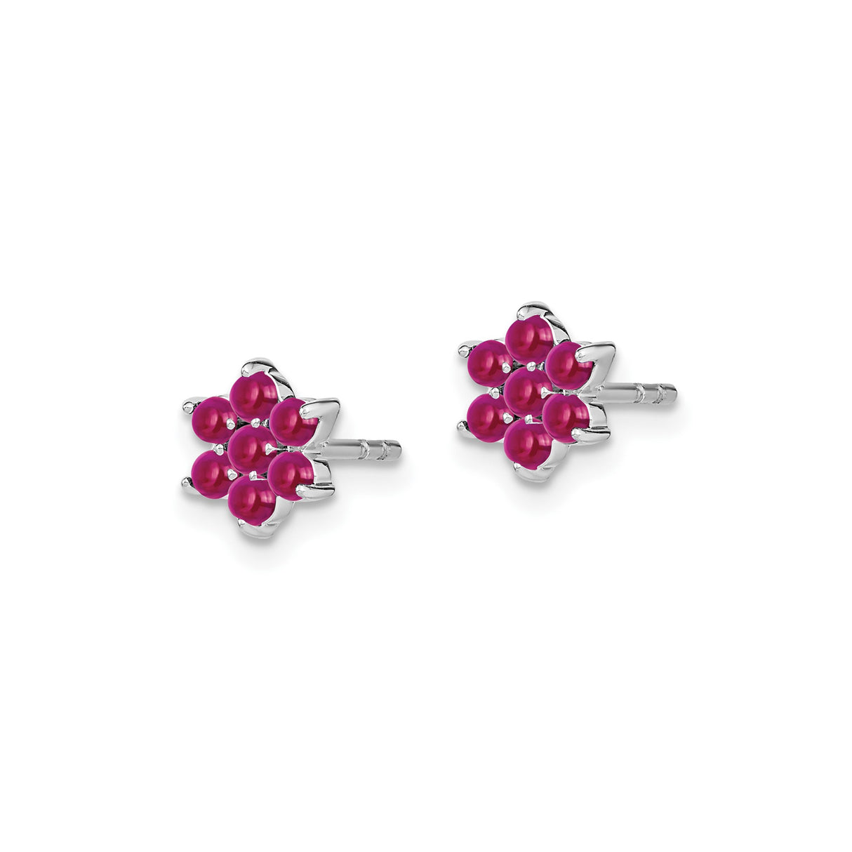 14k White Gold Star of David Stud Earrings with Ruby, Dainty Spiritual Design for Women