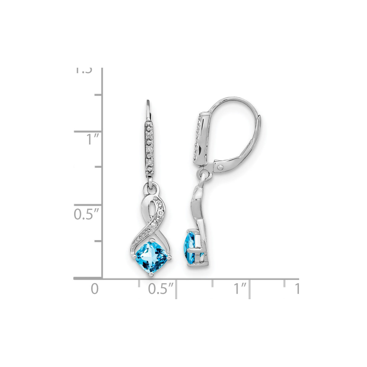 Sterling Silver Infinity Dangle Earrings with Swiss Blue Topaz and Diamond Accents