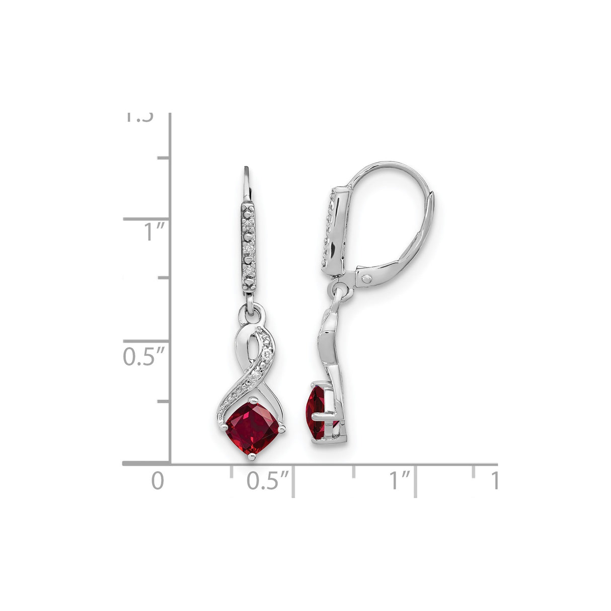 Sterling Silver Infinity Dangle Earrings with Created Ruby and Diamond Accents