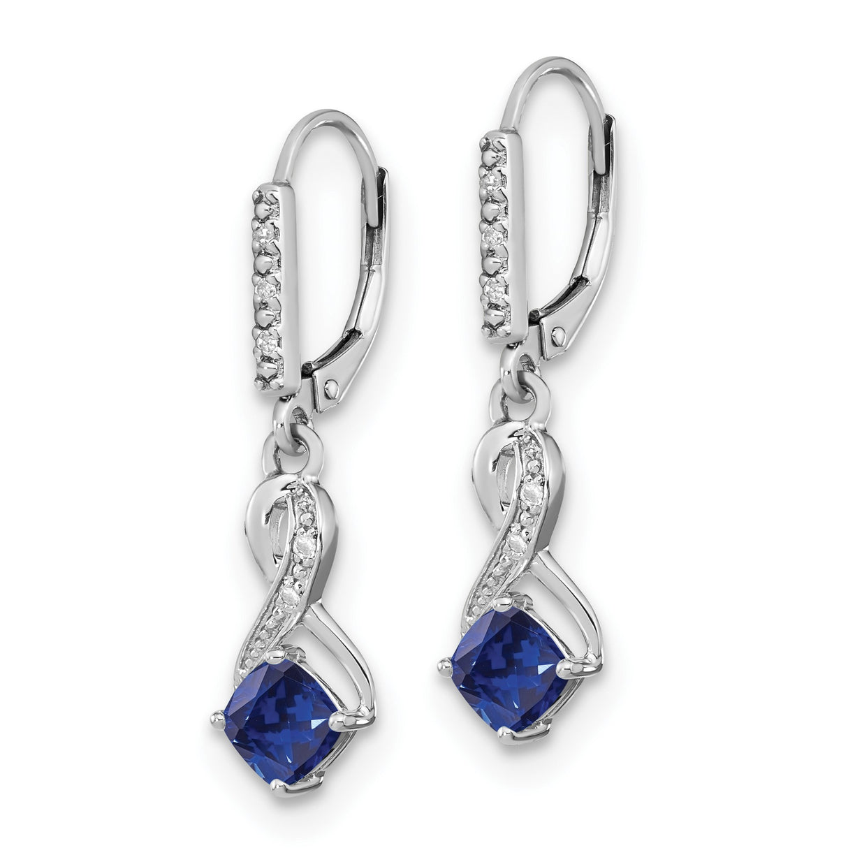 Sterling Silver Infinity Dangle Earrings with Created Sapphire and Diamond Accents