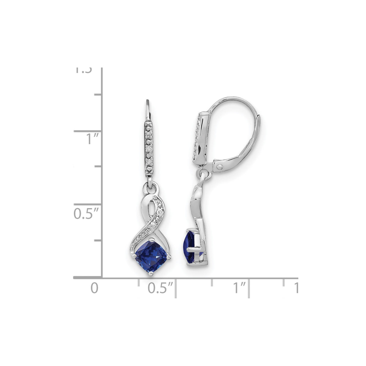 Sterling Silver Infinity Dangle Earrings with Created Sapphire and Diamond Accents