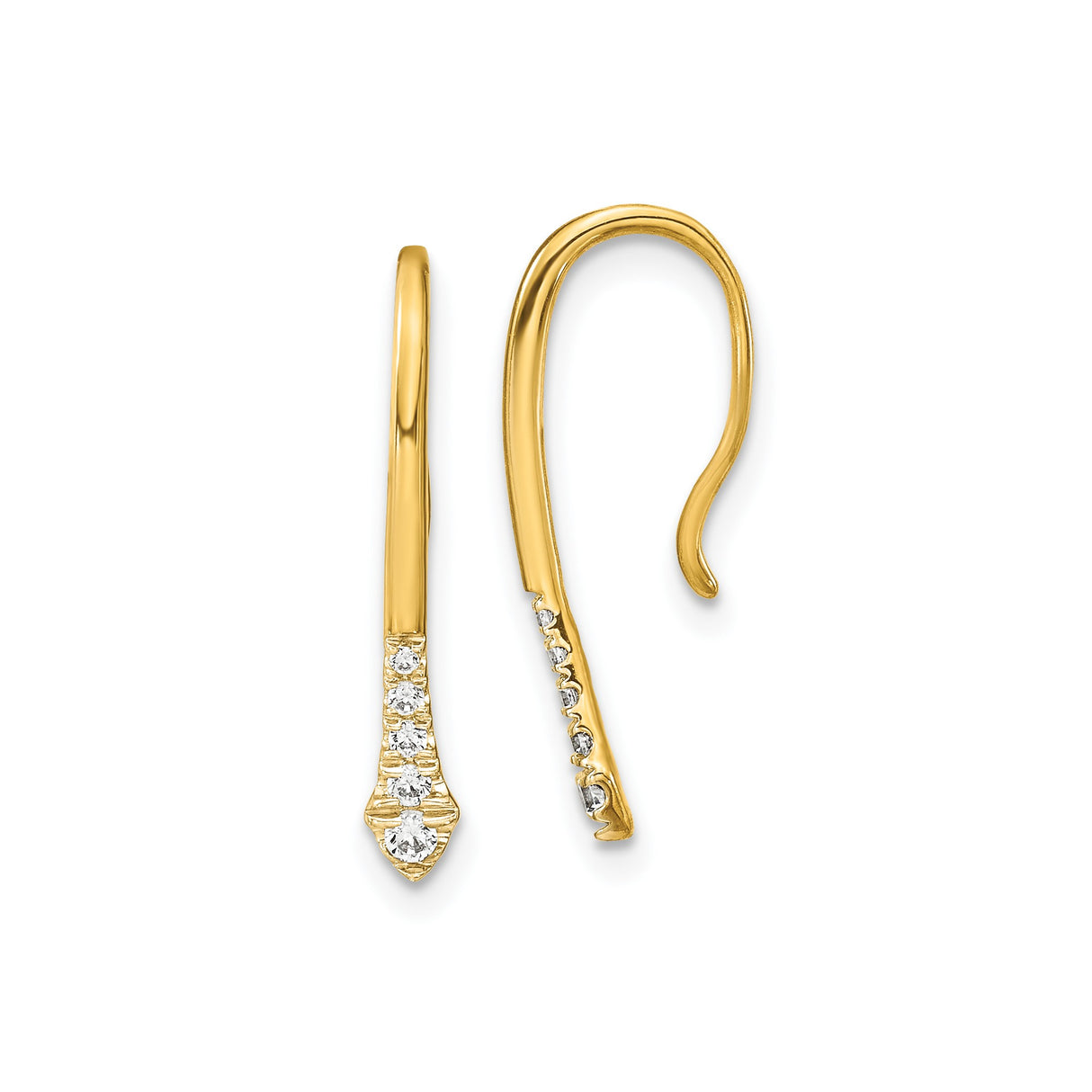 14k Yellow Gold Threader Earrings with Diamond Accents, Minimalist Drop Design for Women
