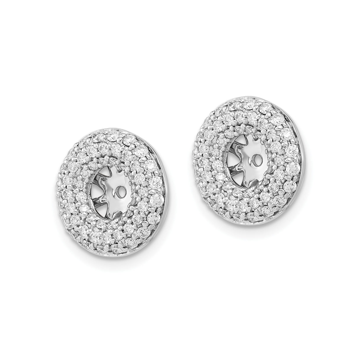 14k White Gold Earring Charms with Diamond, Double Halo Sunburst Dangle Enhancers