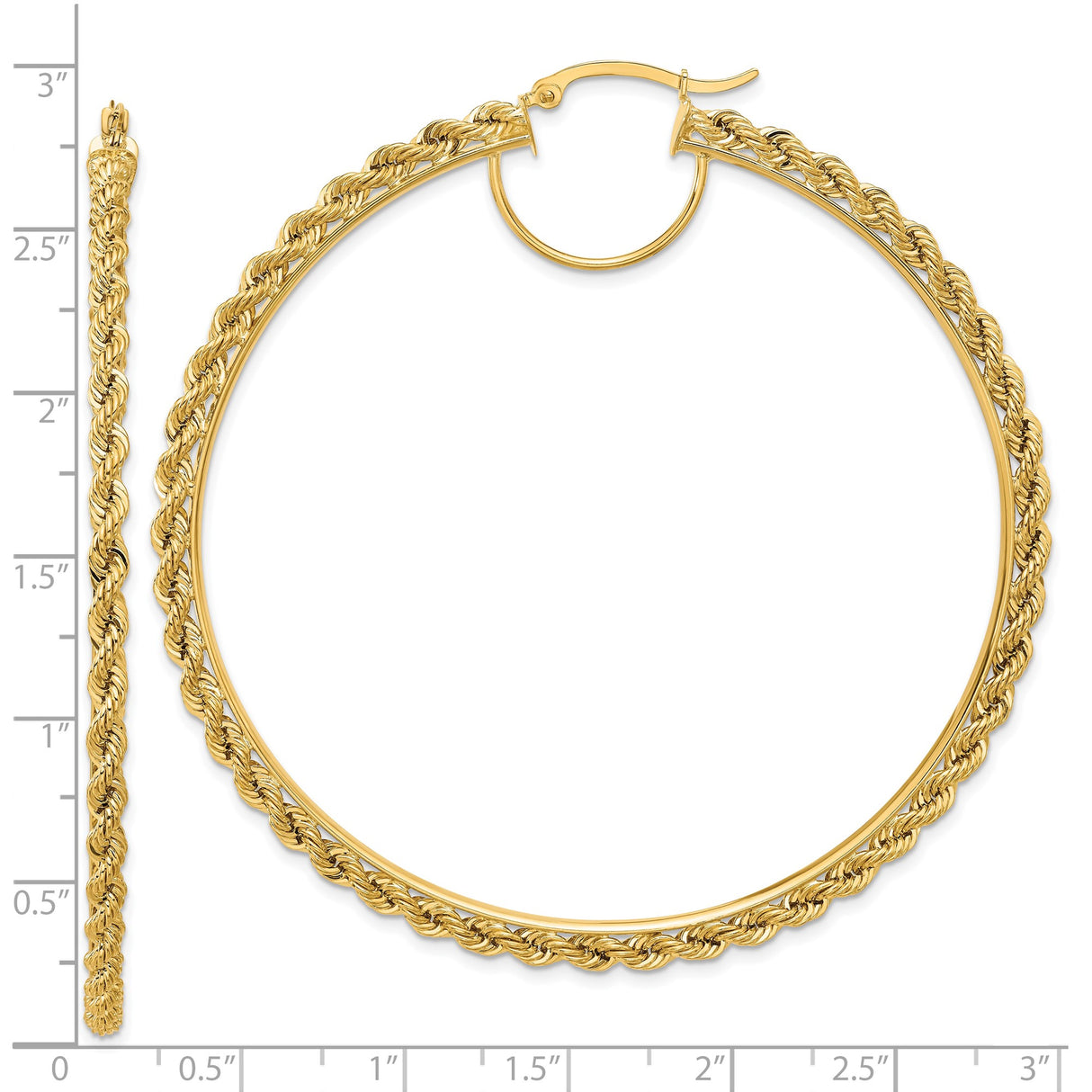 14k Yellow Gold Hoop Earrings with Twisted Rope Design and Textured Detailing