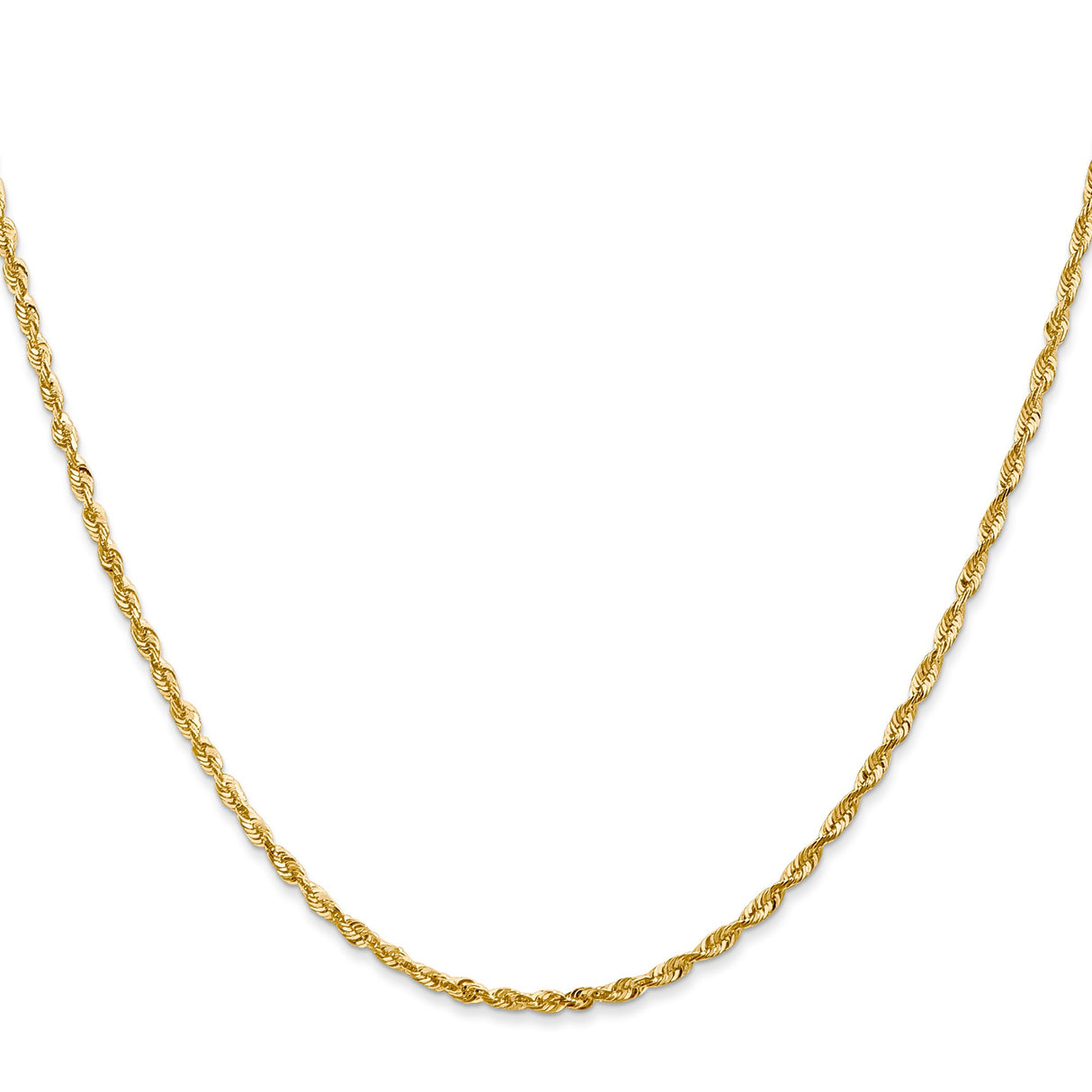 14K Yellow Gold 2 mm Rope Chain Necklace, Polished