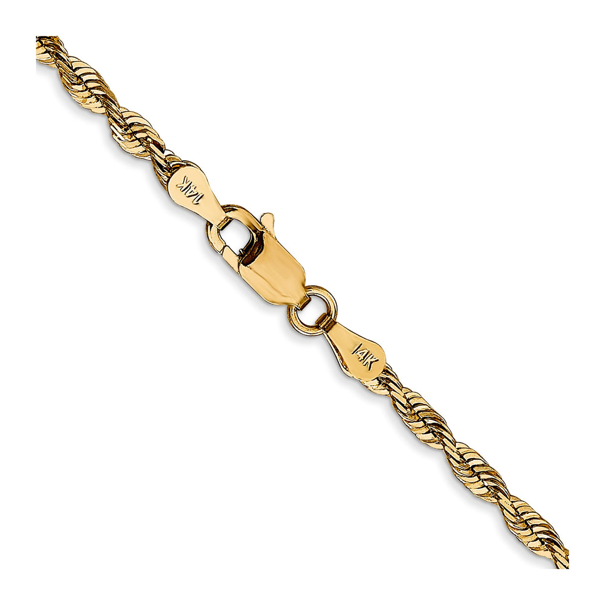 14K Yellow Gold 2.75 mm Rope Chain Necklace, Polished alternate angle