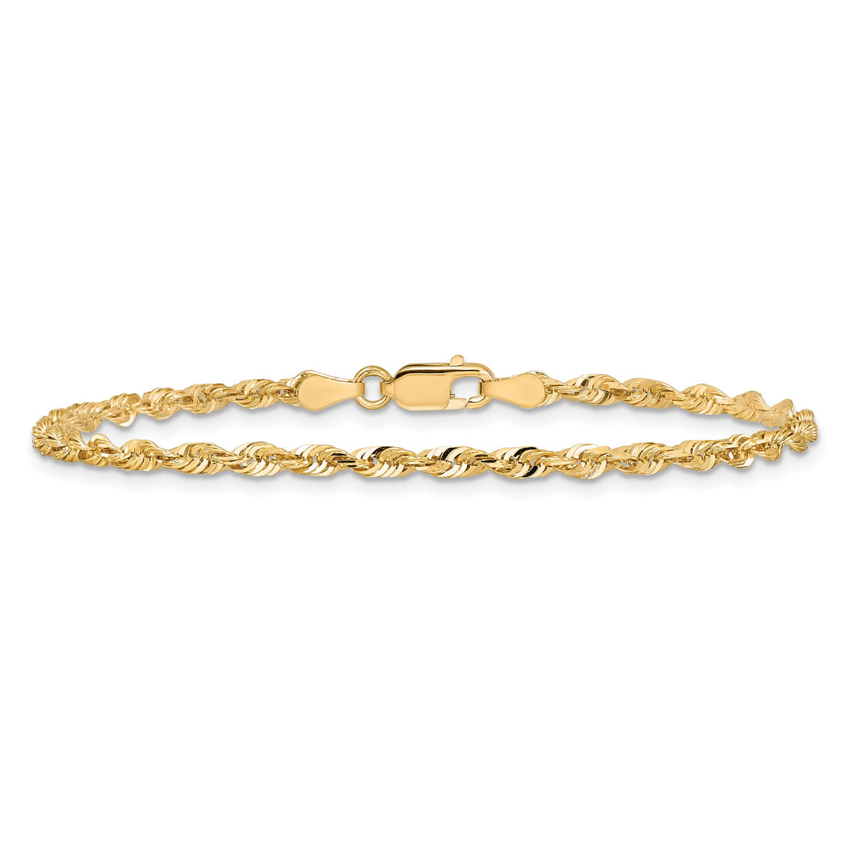 14K Yellow Gold 2.75 mm Rope Chain Anklet, Polished alternate angle