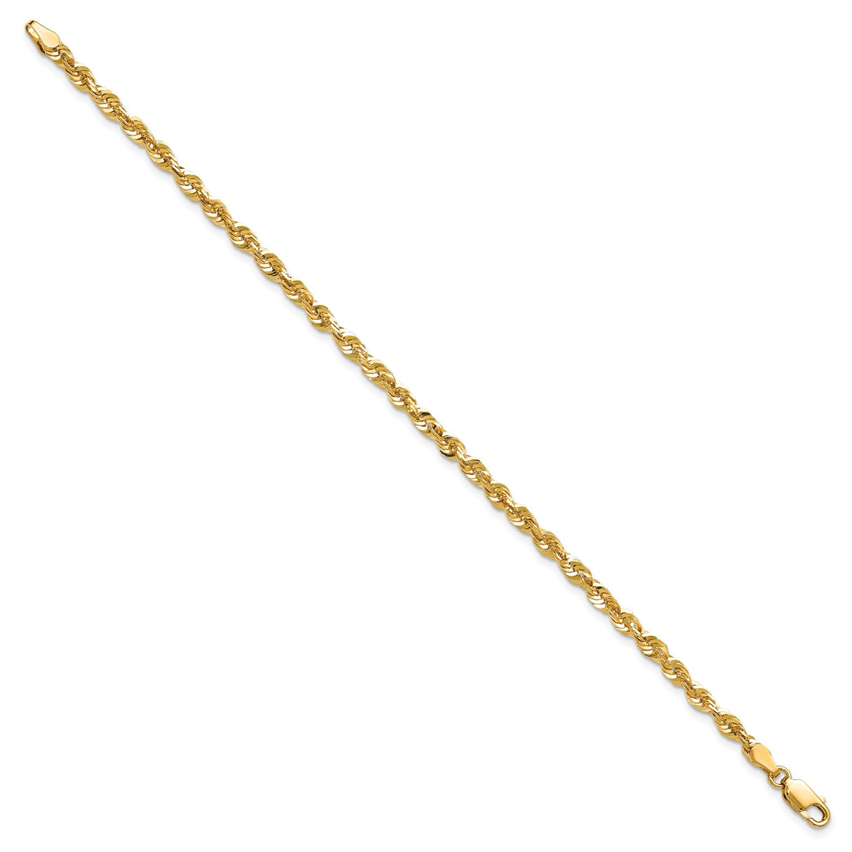 14K Yellow Gold 4 mm Rope Chain Anklet, Polished