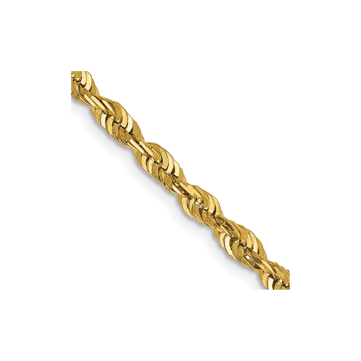 14K Yellow Gold 4 mm Rope Chain Necklace, Polished detail view