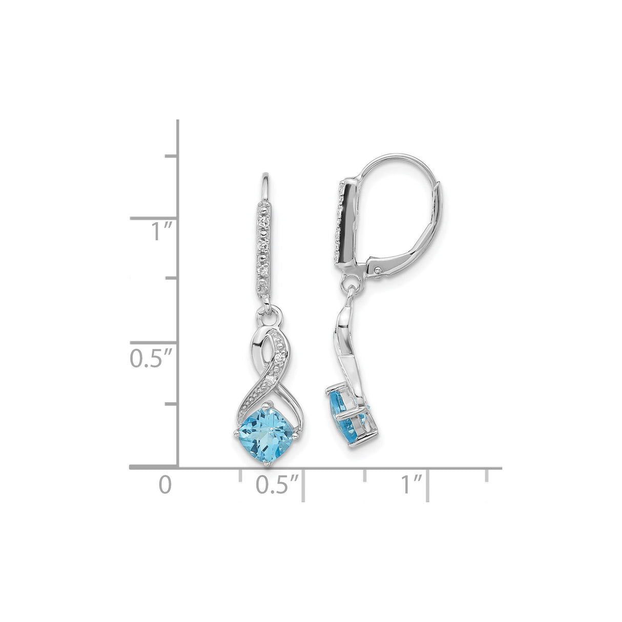 Sterling Silver Infinity Dangle Earrings with Swiss Blue Topaz and Diamond Accents