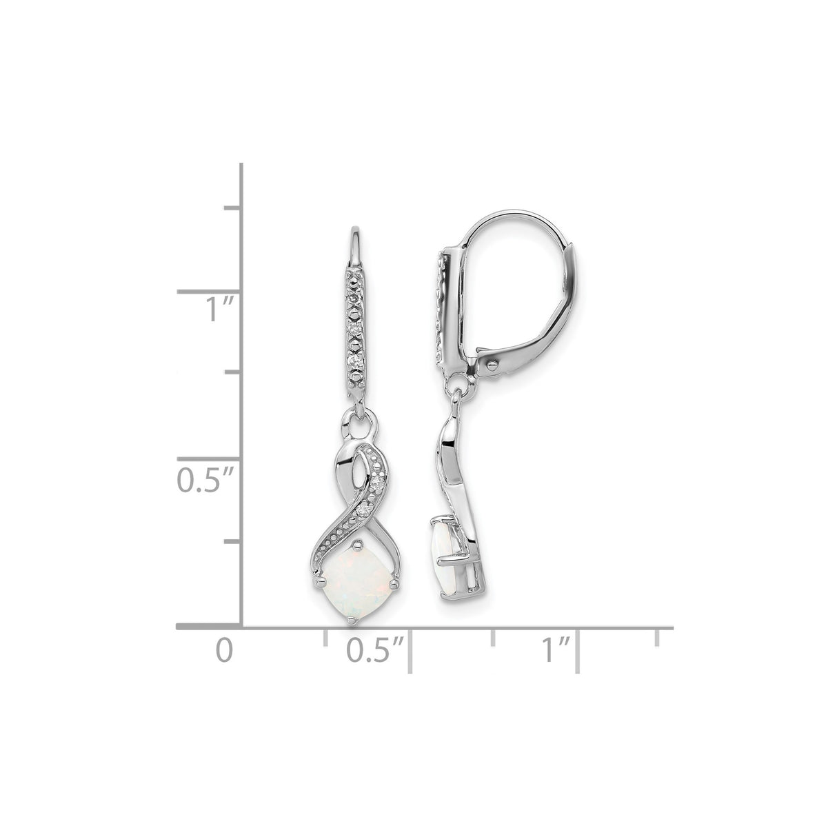 Sterling Silver Drop Earrings with Created Opal and Diamond Accents, Infinity Leverback Design