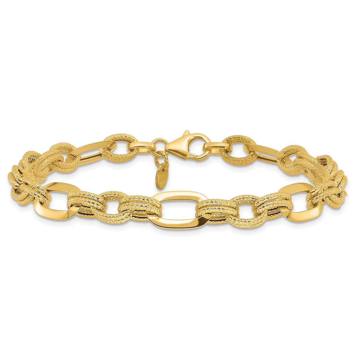 14K Yellow Gold 7.8 mm Lightweight Chain Bracelet, Polished alternate angle