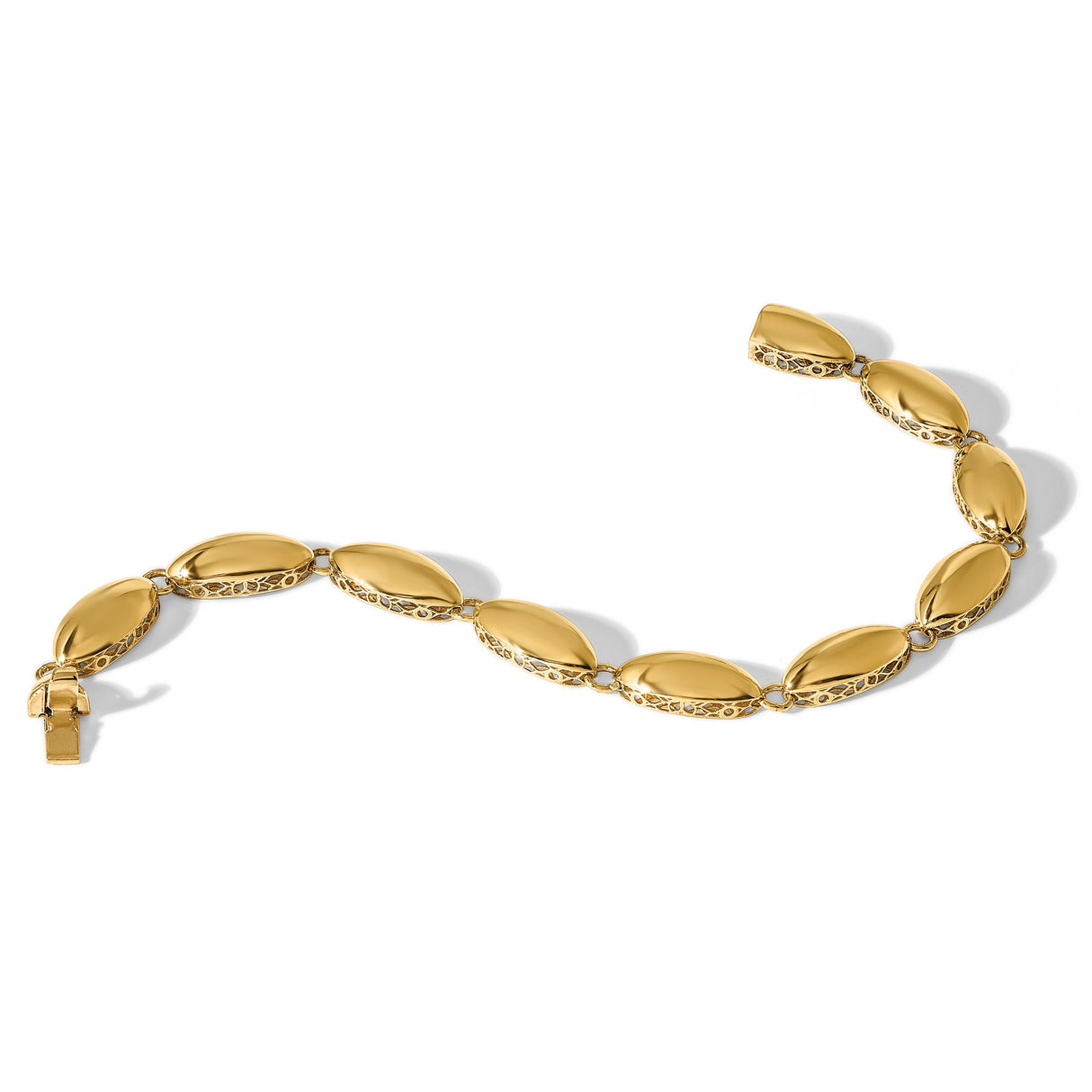14K Yellow Gold 8.2 mm Polished Chain Bracelet detail view