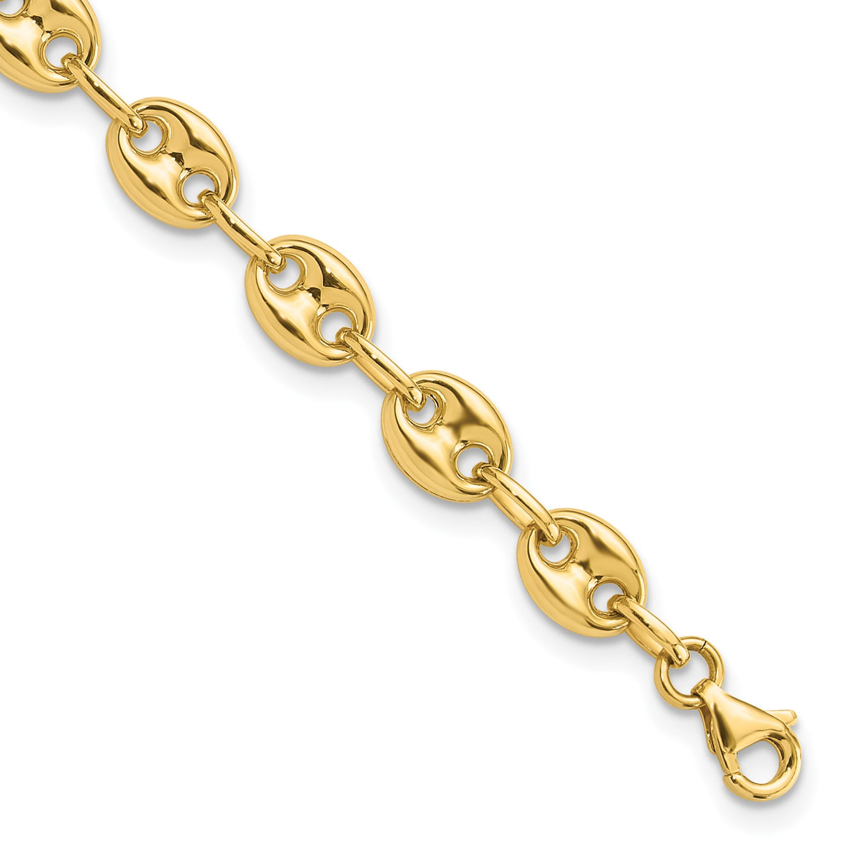 14K Yellow Gold 6.3 mm Lightweight Chain Bracelet, Polished detail view
