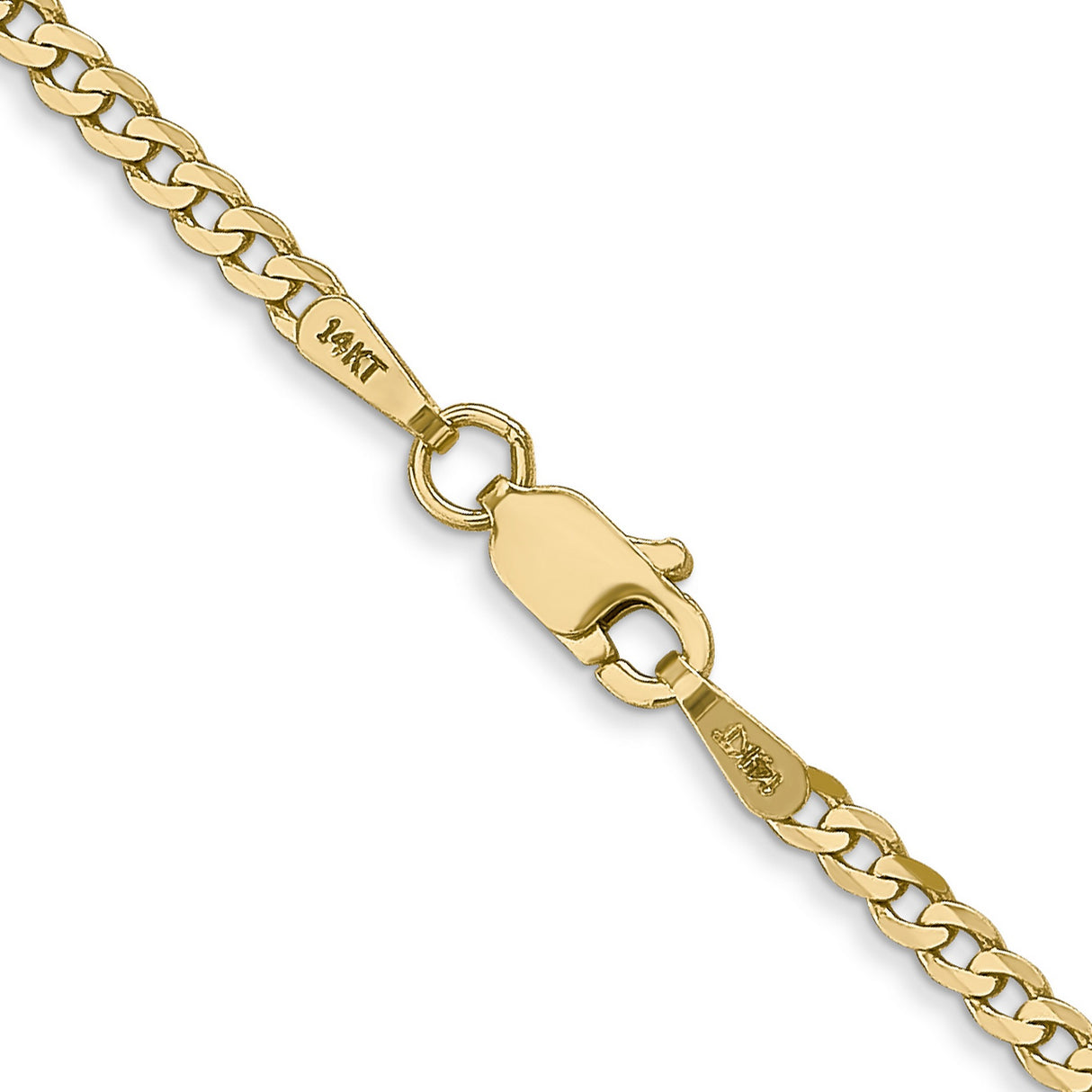 14K Yellow Gold 2.2 mm Curb Chain Necklace, Polished alternate angle