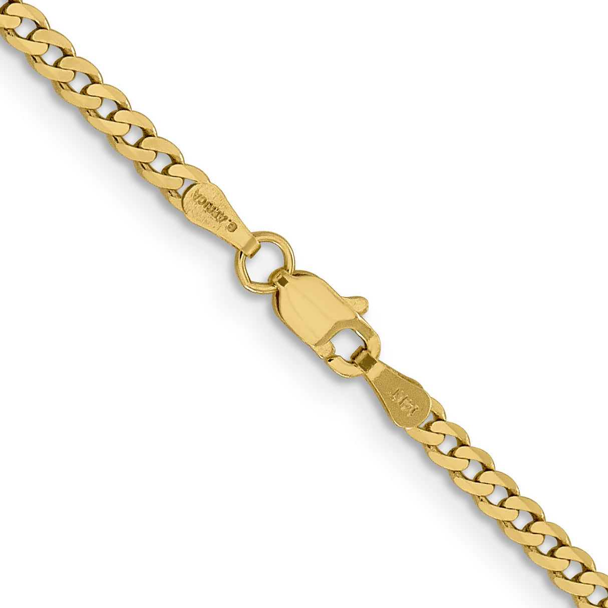 14K Yellow Gold 2.3 mm Curb Chain Necklace, Polished alternate angle