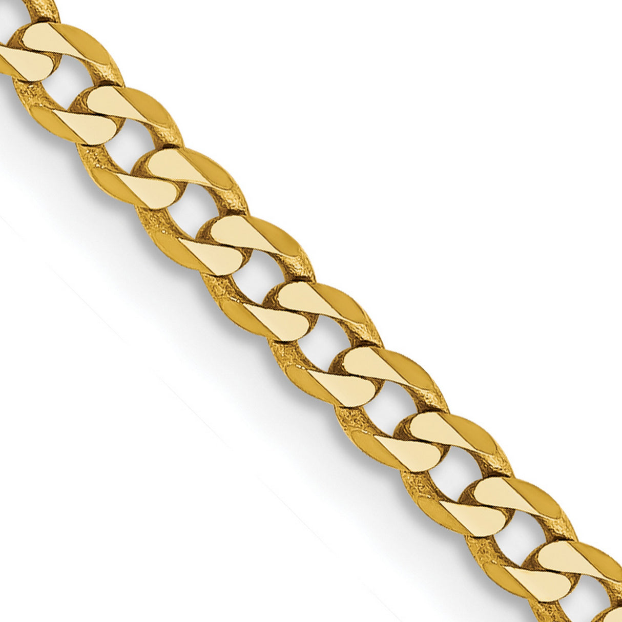 14K Yellow Gold 2.3 mm Curb Chain Necklace, Polished detail view
