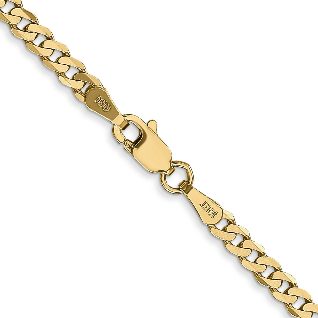 14K Yellow Gold 2.9 mm Curb Chain Necklace, Polished alternate angle