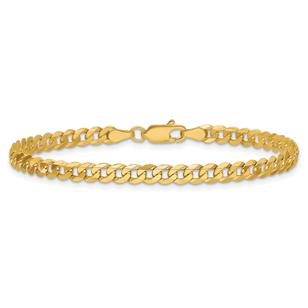 14K Yellow Gold 3.9 mm Curb Chain Bracelet, Polished alternate angle