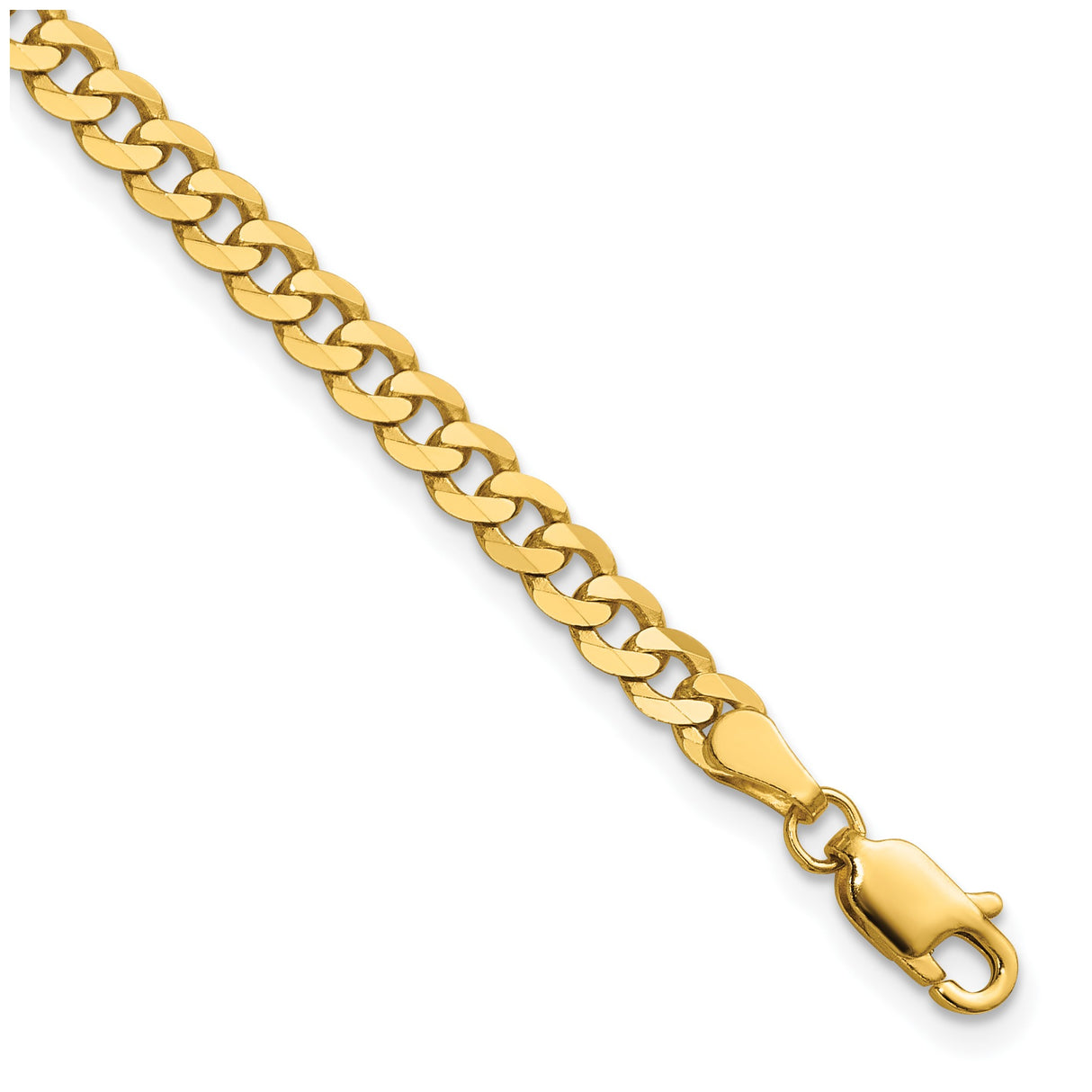 14K Yellow Gold 3.9 mm Curb Chain Bracelet, Polished detail view