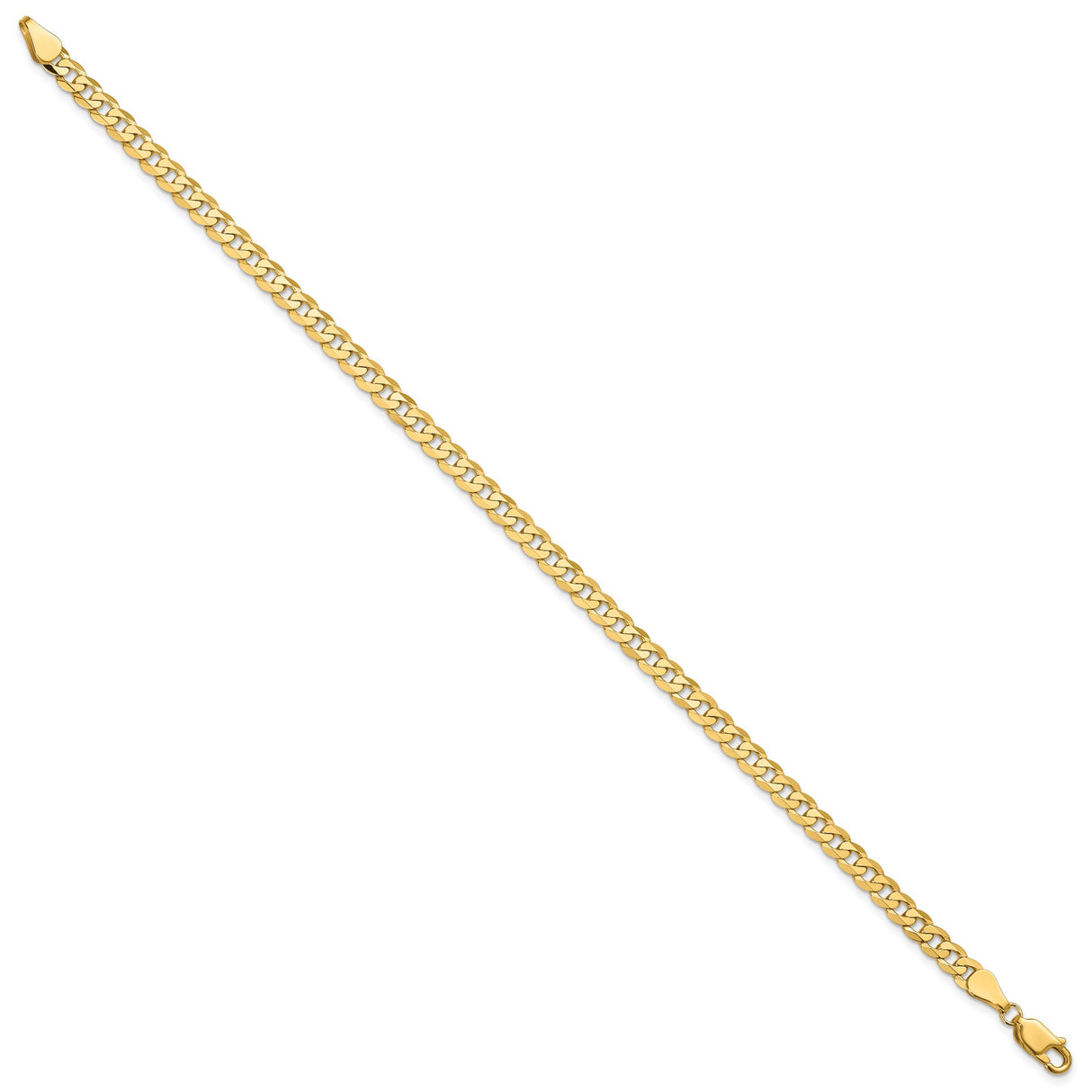 14K Yellow Gold 4.75 mm Curb Chain Anklet, Polished