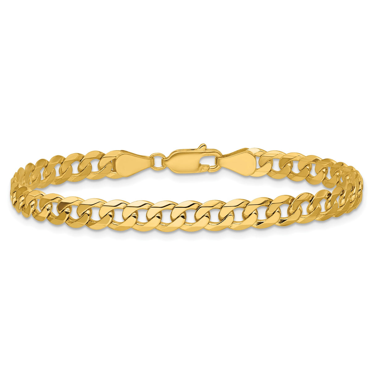 14K Yellow Gold 5.75 mm Curb Chain Anklet, Polished alternate angle