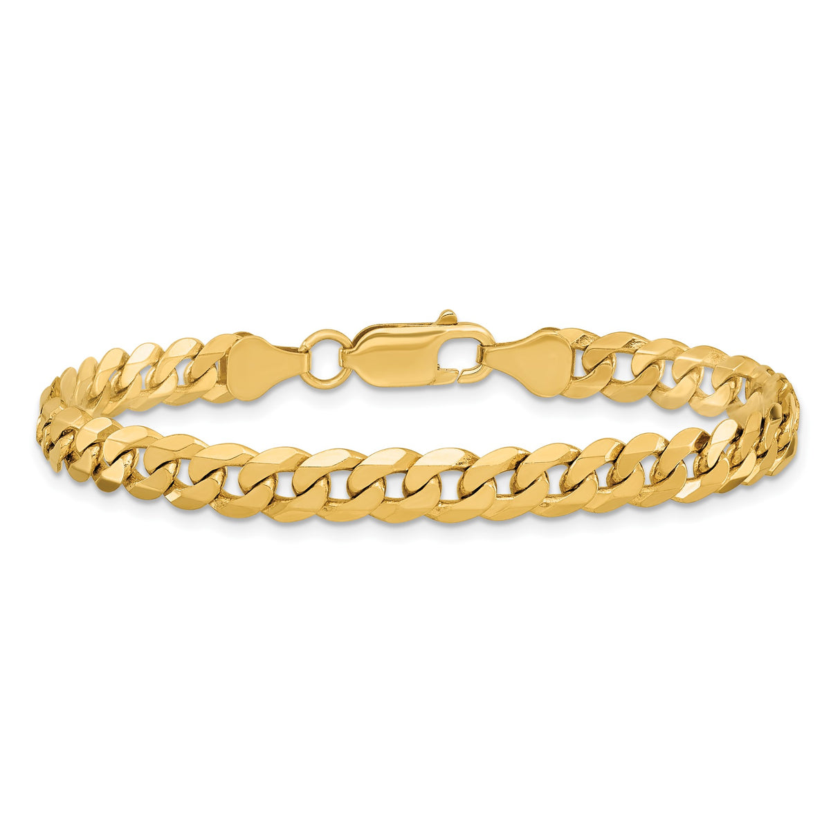 14K Yellow Gold 6.25 mm Curb Chain Bracelet, Polished