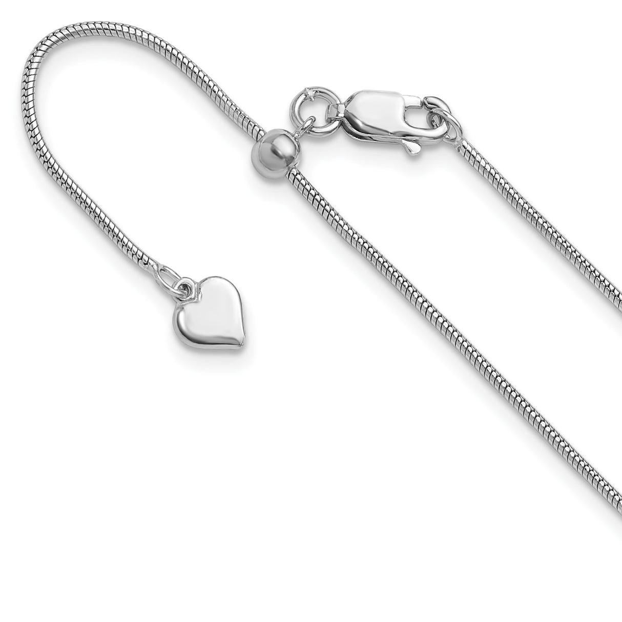925 White Gold 1.1 mm Polished Chain Necklace detail view
