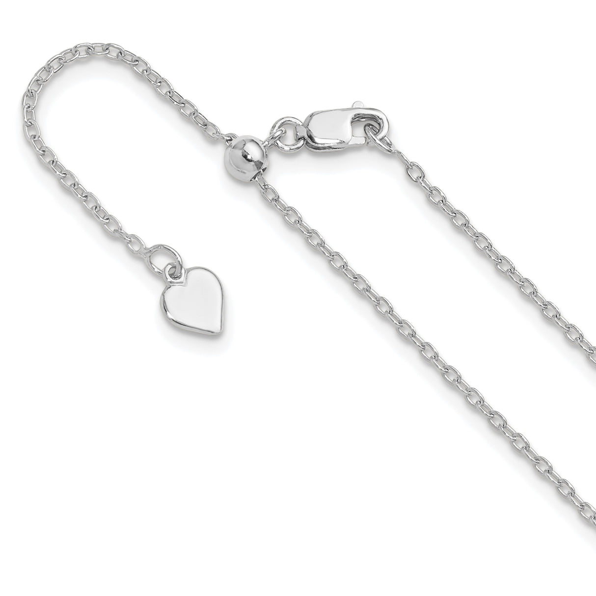 925 White Gold 1.4 mm Polished Chain Necklace detail view