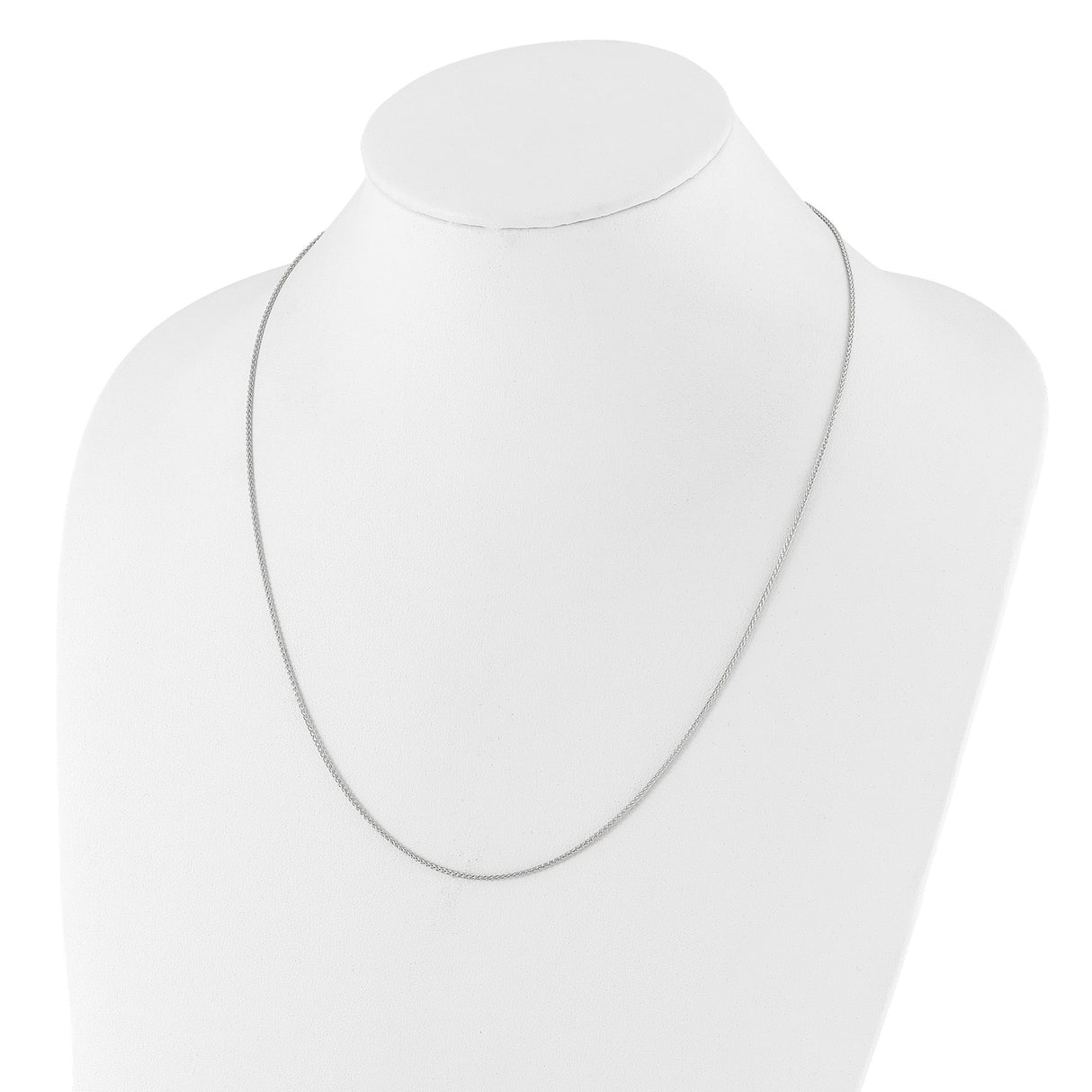 925 White Gold 1.3 mm Polished Chain Necklace detail view
