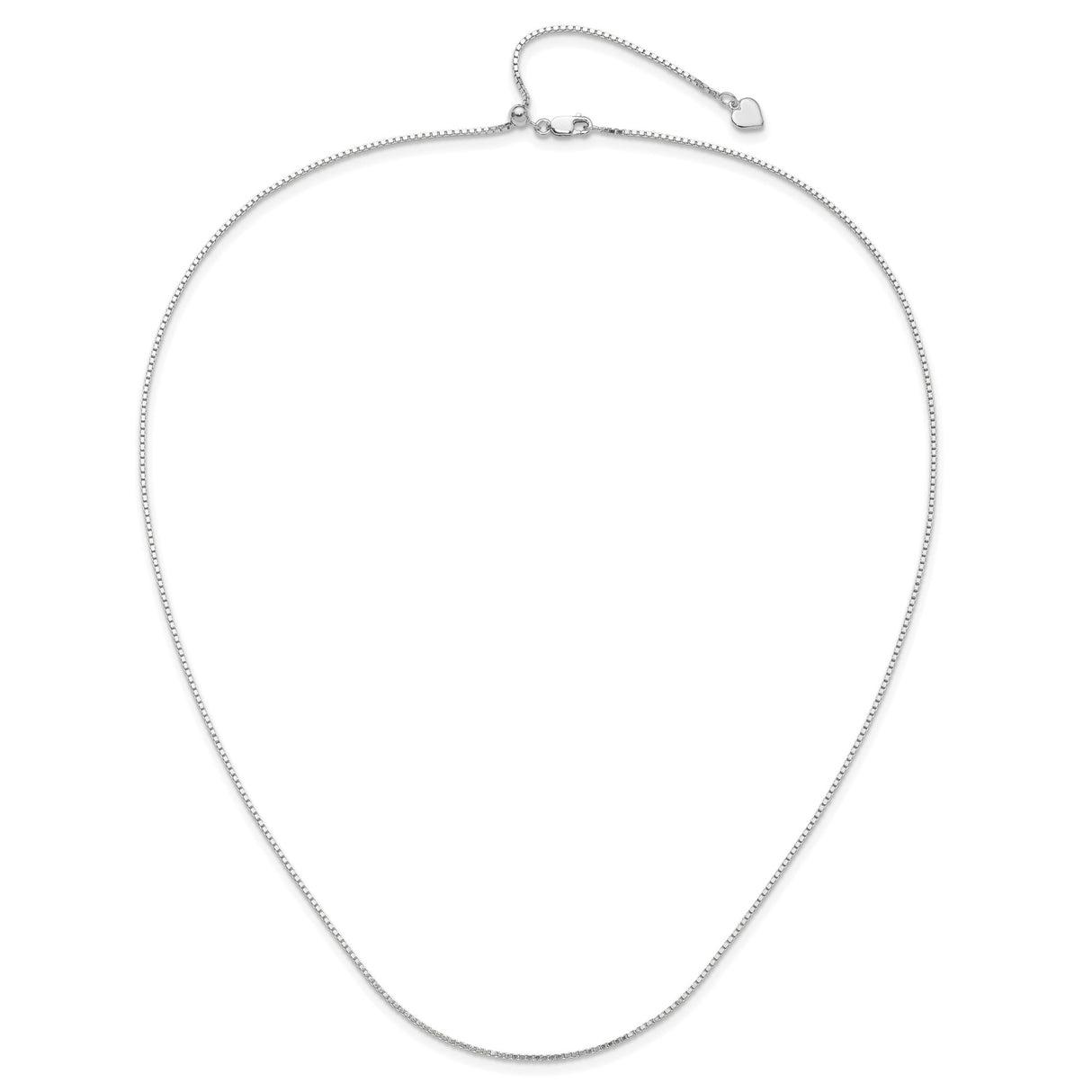 925 White Gold 1.1 mm Box Chain Necklace alternate angle
