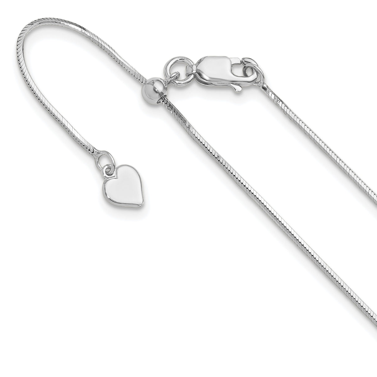 925 White Gold 1 mm Polished Chain Necklace detail view