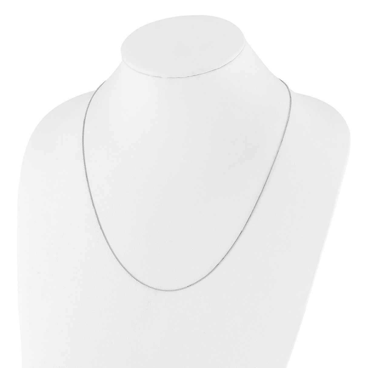 925 White Gold 0.85 mm Box Chain Necklace detail view