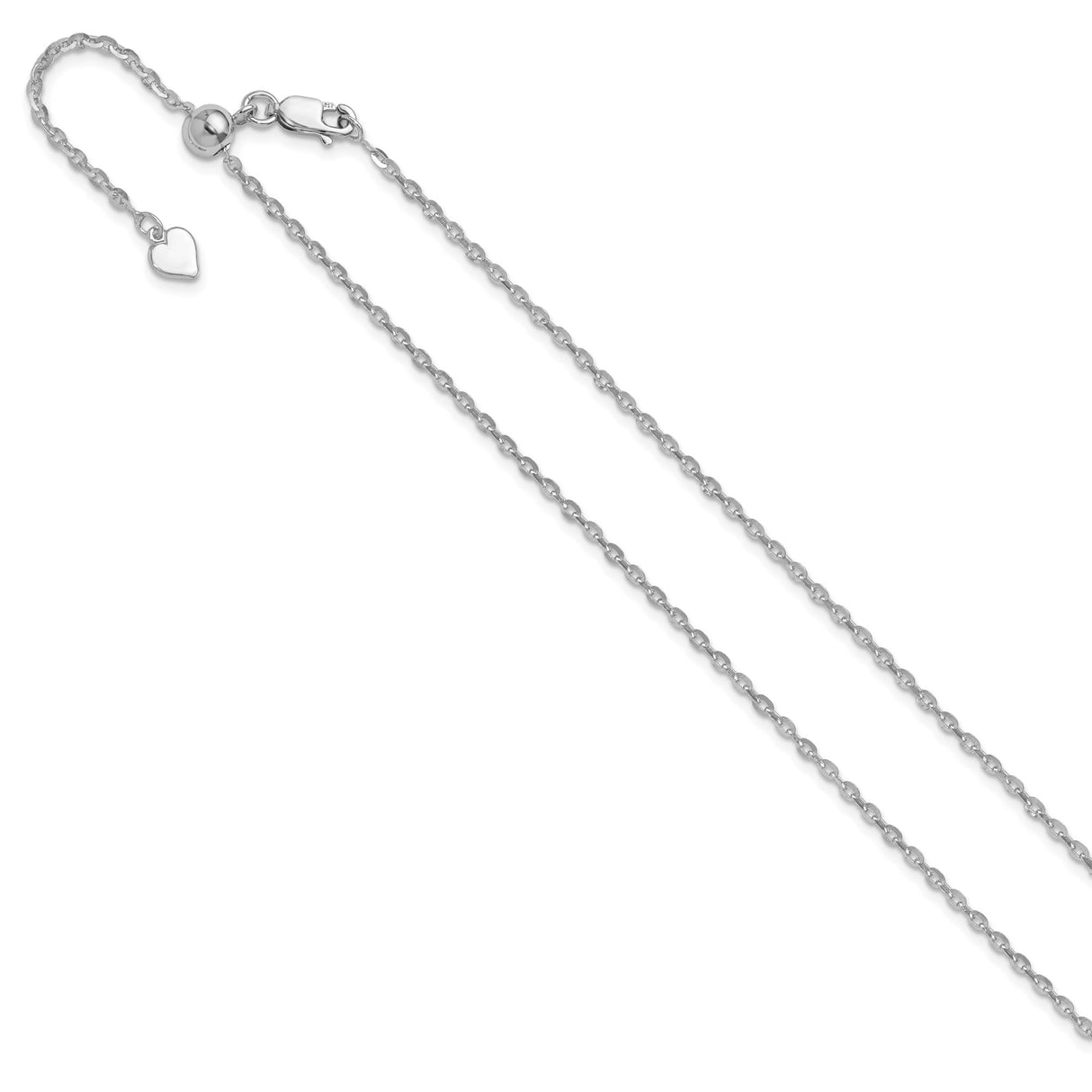 925 White Gold 2 mm Polished Chain Necklace
