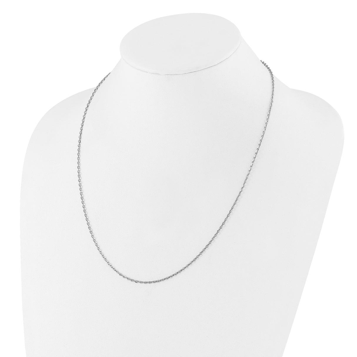 925 White Gold 2 mm Polished Chain Necklace detail view