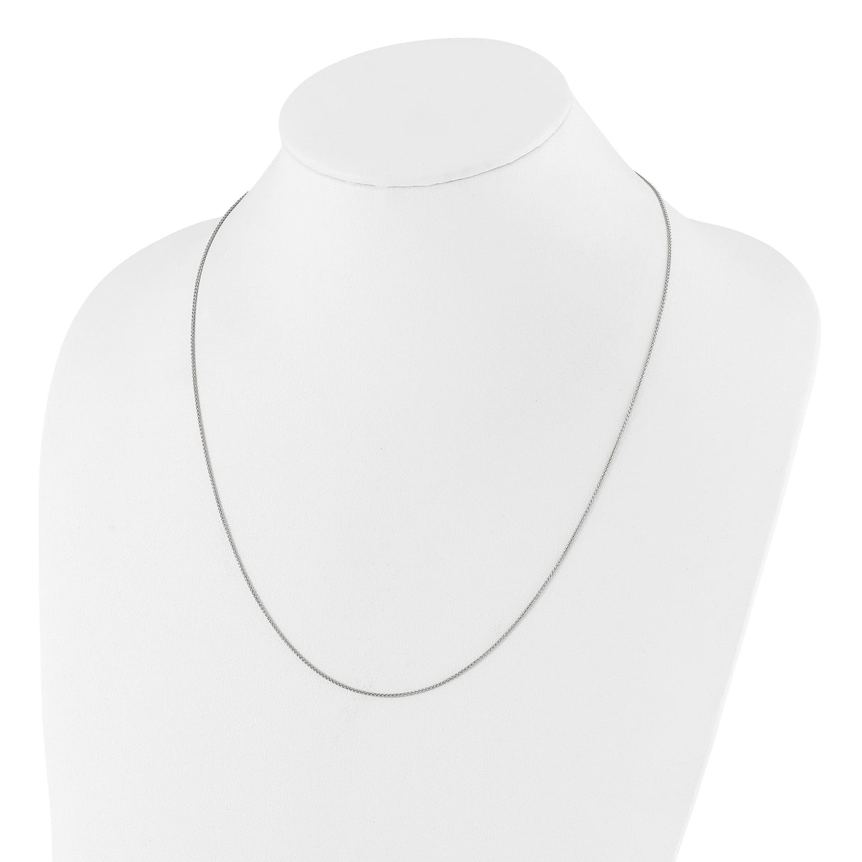 925 White Gold 1 mm Polished Chain Necklace detail view