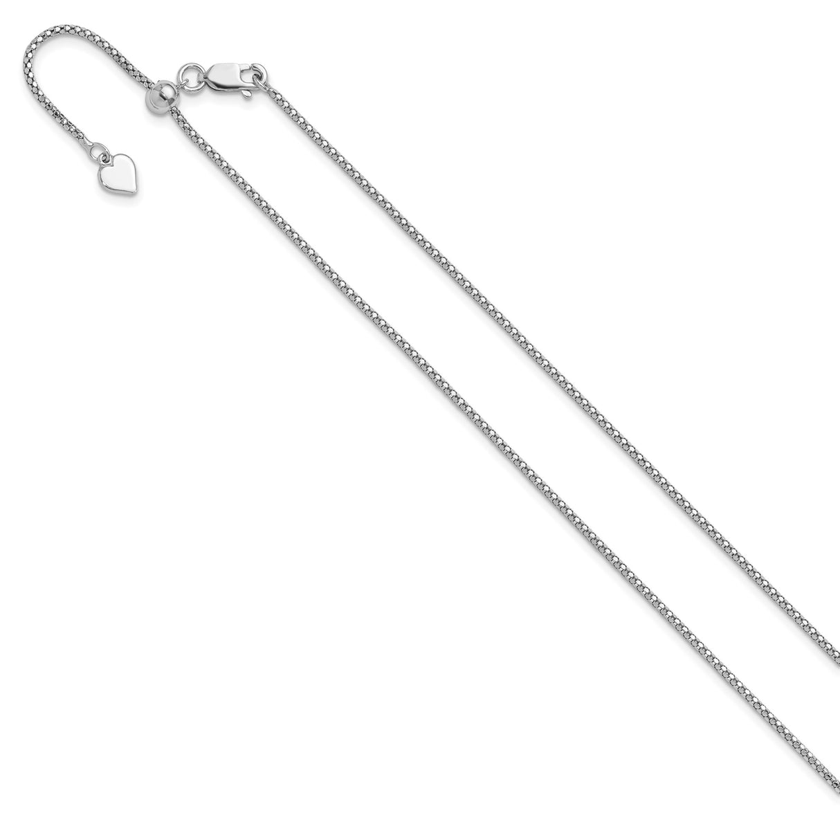 925 White Gold 1.4 mm Polished Chain Necklace