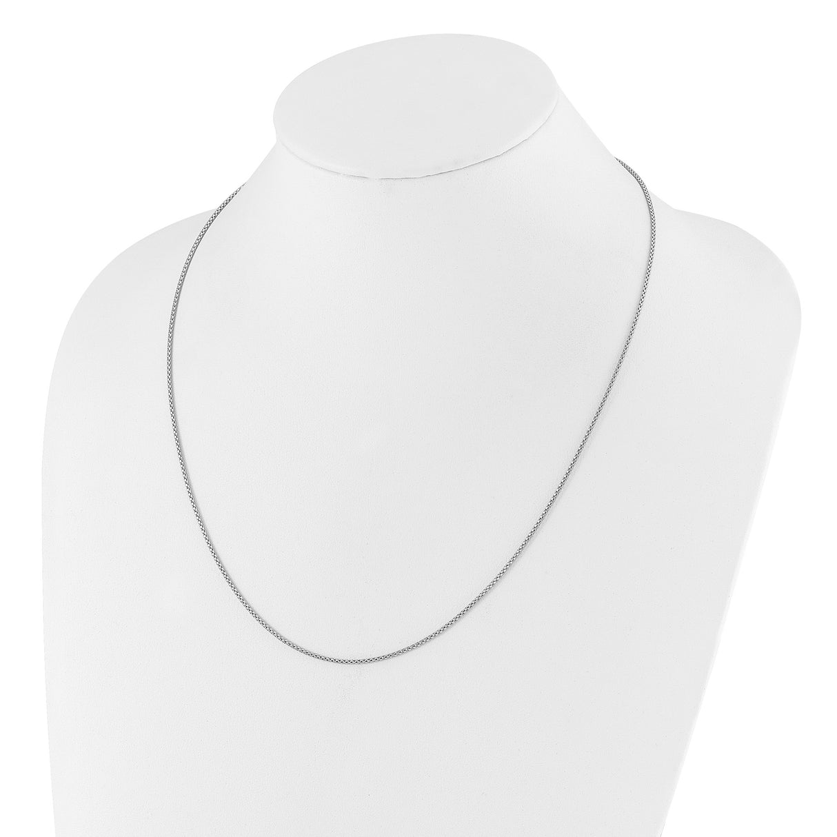 925 White Gold 1.4 mm Polished Chain Necklace detail view