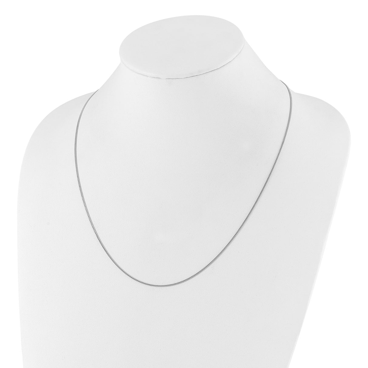 925 White Gold 1.4 mm Curb Chain Necklace, Polished detail view